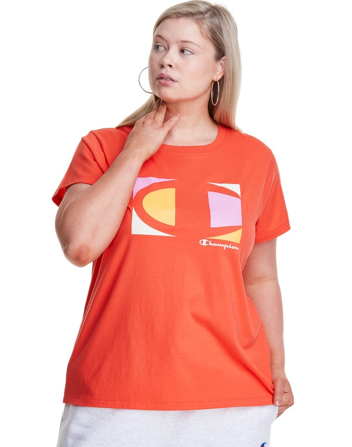 Camiseta Champion Mujer - Plus Classic Embroidered C Logo ( Naranjas ) 4286910-JG